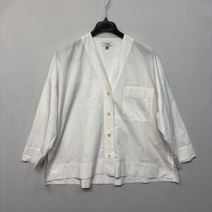 COS Women Oversized Blouse Top Button Shirt Size Medium White D033 -1